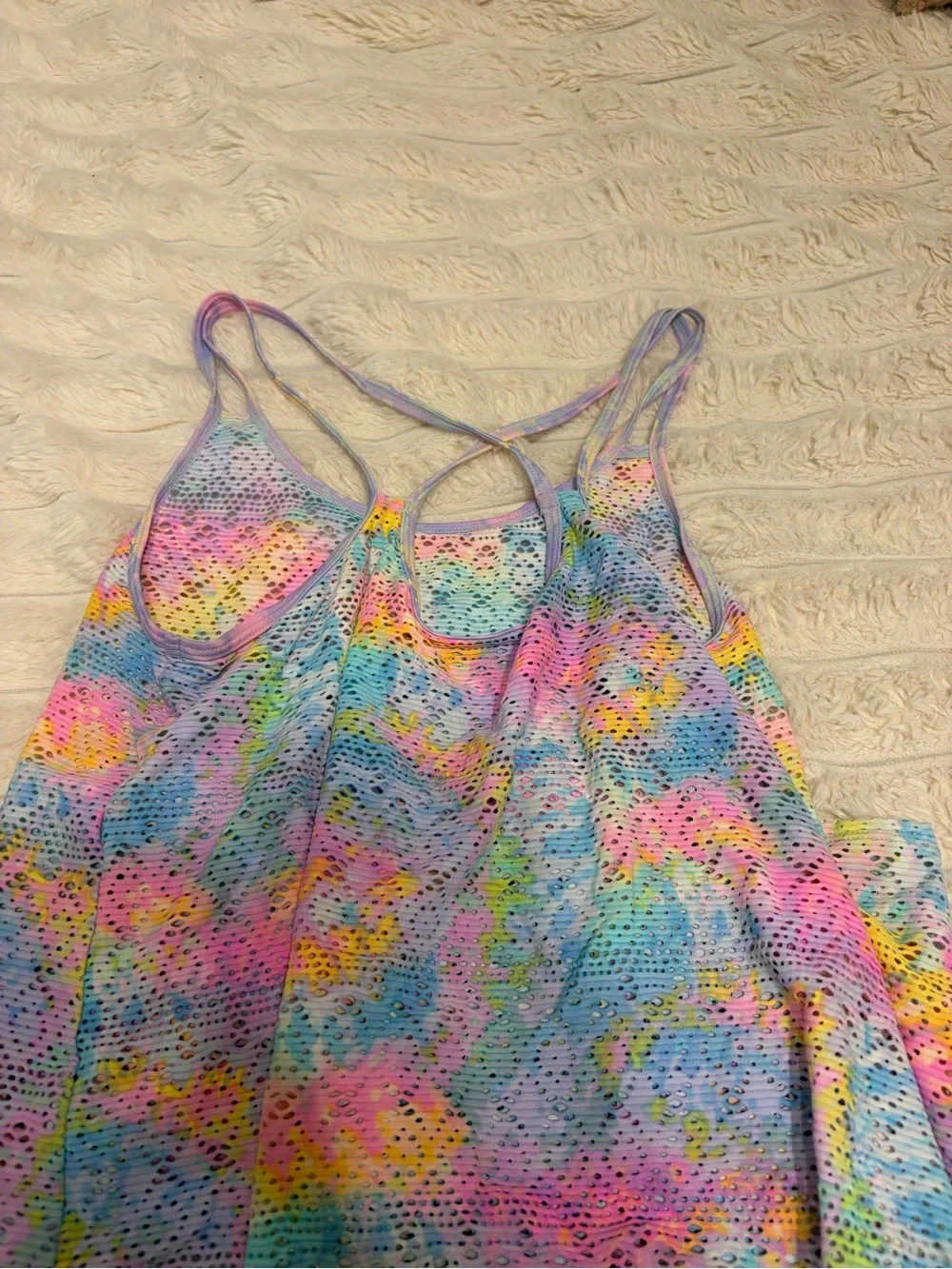 Women’s Pastel Tie-Dye Crochet Swim Cover-Up
